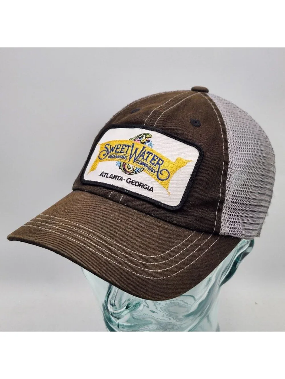 SweetWater Brewing Company Atlanta Georgia Mesh Trucker Hat Brown Gray
